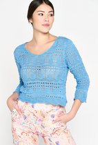LOLALIZA Trui met crochet - Light Blauw - Maat XL