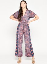 LOLALIZA Jumpsuit met bloemenprint - Blauw - Maat 44