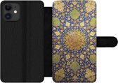 Bookcase Geschikt voor iPhone 12 Pro Max telefoonhoesje - Cirkel - Plafond - Blauw - Met vakjes - Wallet case met magneetsluiting