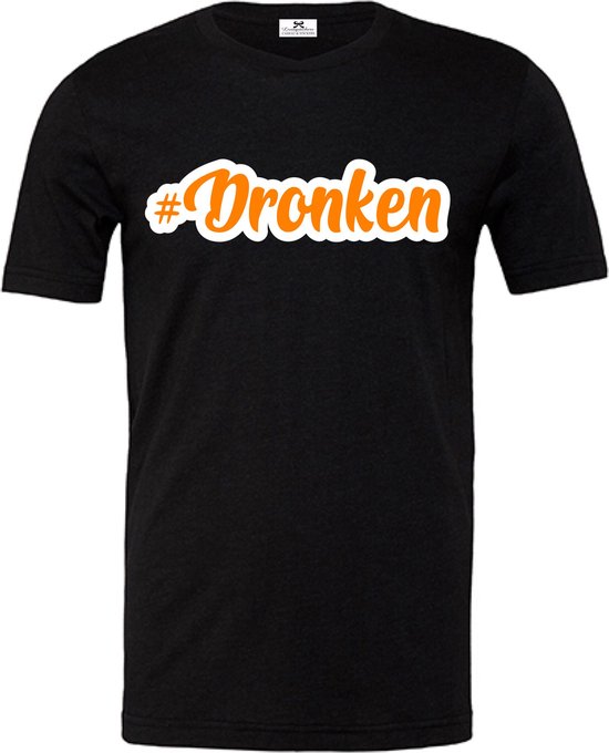 Koningsdag shirt Zwart-Oranje-Dames-Heren-Dronken-Maat S