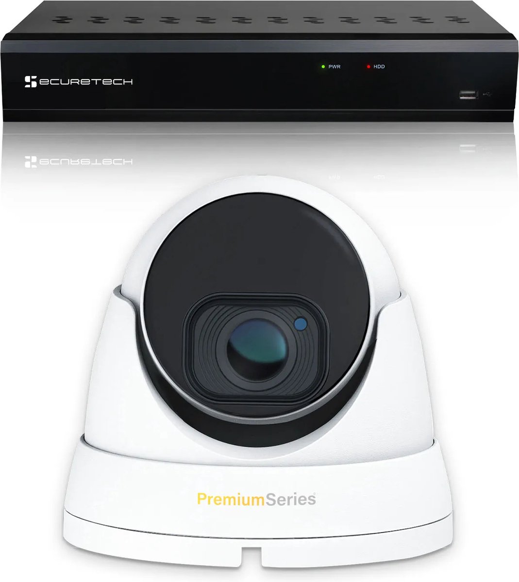 Securetech bekabeld camerabewaking systeem - met 1 beveiligingscamera - voor binnen & buiten - haarscherp beeldkwaliteit - nachtzicht tot 30 meter - software voor smartphone & pc