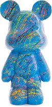 Beeld Teddybeer Staand Blauw 50cm Splash Popart Decoratie - Polyester - Voor Binnen en Buiten - FourDomus