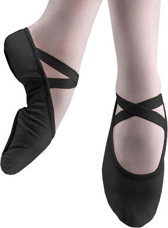 Balletschoenen met Splitzool van STRETCH canvas in ZWART Maat 32