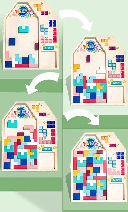 Montessori Houten Puzzel Set - 36 Blokken & 60 Kaarten voor Creatief L - More For Mini