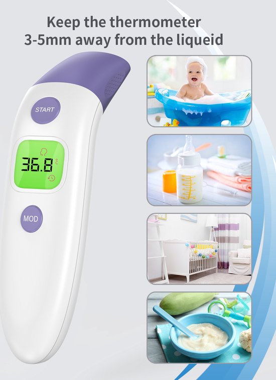 HYLOGY Thermometer Lichaam - Koortsthermometer Voorhoofd Thermometer Volwassenen Contactloze MD-H30-EU - Infrarood Thermometer Baby Digitaal met Lcd Display voor Kinderen - Hylogy
