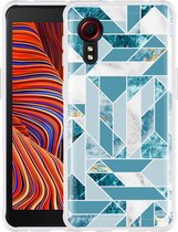 Galaxy Xcover 5 Hoesje Blauw Marmer Patroon - Designed by Cazy