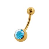 Chirurgisch stalen goudkleurige navelpiercing aqua blauwe zirkonia