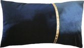 Mistral Home - Sierkussen - 50x30 cm - polyester velvet - met rits en binnenkussen - Blauw, goud