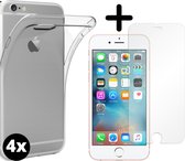 Foonig Silicone Hoesje Transparant 4x + Screenprotector 4x - Geschikt Voor iPhone 6