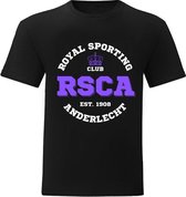 T-shirt Unisex – Voetbal – Anderlecht – RSCA – Est. 1908 – Zwart - Small