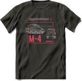 M4 Sherman leger T-Shirt | Unisex Army Tank Kleding | Dames / Heren Tanks ww2 shirt | Blueprint | Grappig bouwpakket Cadeau - Donker Grijs - XL