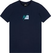 Malelions Samsam Shirt Navy Turquoise - Maat 164