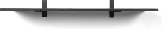 Eiken wandplank zwart 60 x 20 cm 18mm inclusief industriele plankdragers - Plankjes aan muur - Wandplank industrieel - Fotoplank