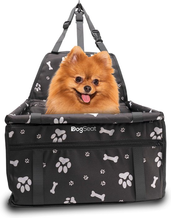 DogSeat® Hondenmand Auto - Autostoel Hond Zwart - Autozitje Hond - Kleine tot Middelslag Hond - Automand Hond - Waterdicht en Opvouwbaar - 40x35x25