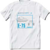 E75 leger T-Shirt | Unisex Army Tank Kleding | Dames / Heren Tanks ww2 shirt | Blueprint | Grappig bouwpakket Cadeau - Wit - M