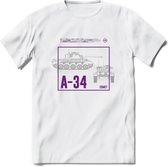 A34 Comet leger T-Shirt | Unisex Army Tank Kleding | Dames / Heren Tanks ww2 shirt | Blueprint | Grappig bouwpakket Cadeau - Wit - L