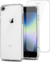 Geschikt voor iPhone SE 2022 Hoesje + Screenprotector – Gehard Glas Cover – TPU Case – Transparant