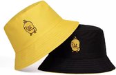 Bucket Hat Eendje - Unisex - Dubbelzijdig - Zwart/Geel
