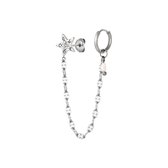 Stainless steel earring with chain - Yehwang - Oorbel - One size - Zilver