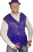 Glitter Gilet Blauw met pailletten - Feest- Thema- Verkleedkleding heren - One Size