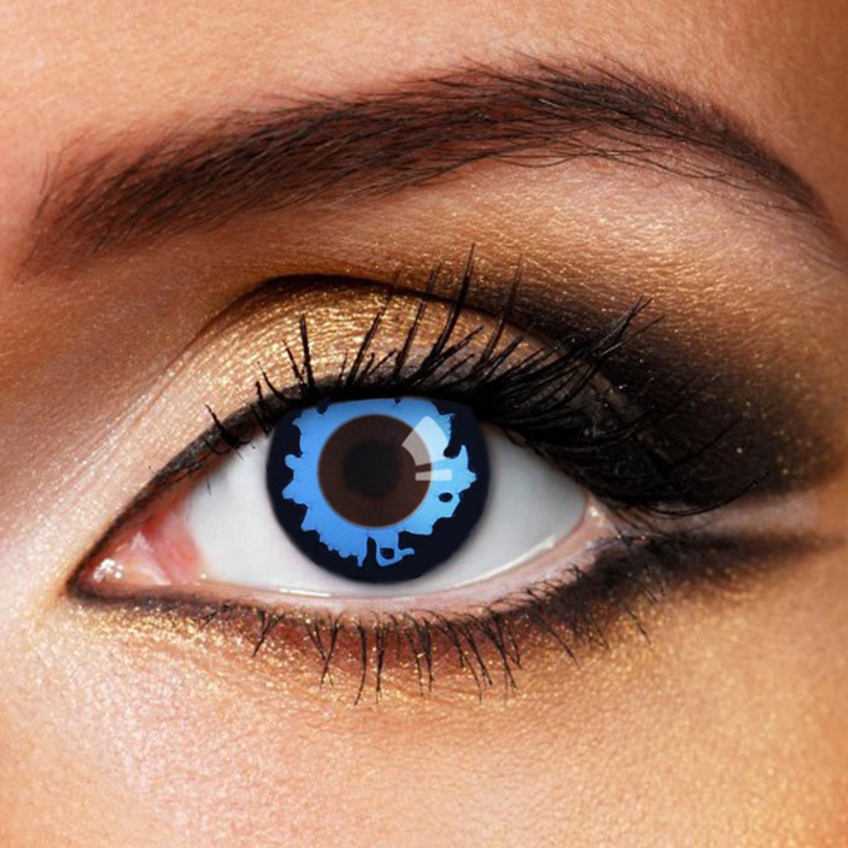 Partylens® kleurlenzen - Wave Blue - zachte jaarlenzen met lenshouder - partylenzen