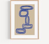 A3 Formaat - Blue Stones - Minimal Art Poster