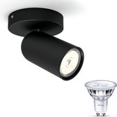 Philips myLiving Pongee Opbouwspot White GU10 - 1 LED Scene Switch Lamp - Wit Licht 50W - Dimbare Plafondspots - Zwart