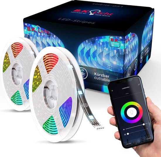 B.K.Licht Smart LED Strip  meter - WiFi - App - Strip - siliconencoating - zelfklevend