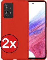 Samsung Galaxy A53 Hoesje Siliconen Case Cover - Samsung A53 Hoesje Cover Hoes Siliconen - Rood - 2 PACK