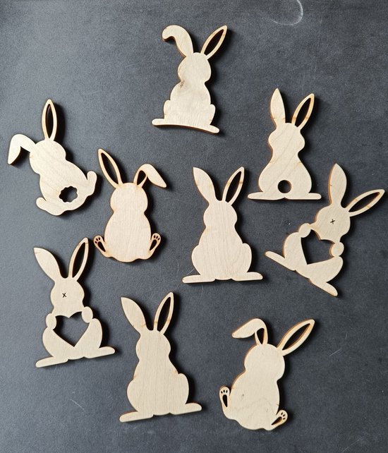 Studio Saar - Paasdecoratie / 8 paashazen / Pasen / Paasei / Paaseieren / paasversiering / hangers