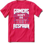 Gamers don't die T-shirt | Blauw | Gaming kleding | Grappig game verjaardag cadeau shirt Heren – Dames – Unisex | - Roze - S