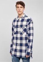 Urban Classics Overhemd -M- Long Oversized Checked Blauw/Creme