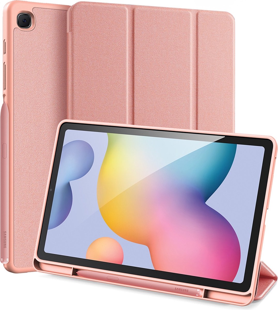Dux Ducis Tablethoes geschikt voor Samsung Galaxy Tab S6 Lite Hoes | Dux Ducis Domo Bookcase + Stylus Houder - Roze