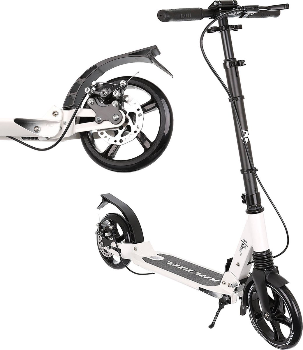 Kruzzel Hyperion City Scooter - Step voor volwassenen - Opvouwbaar - Vering - Schijf rem - 100kg - Autoped - Grote wielen - Wit — afbeelding 9