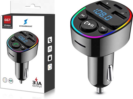 FM Transmitter Bluetooth – Snellader - Handsfree Bellen - RGB - USB C - USB -...