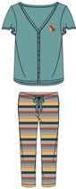 Woody pyjama dames - zeegroen - mandrill aap - 221-1-PIS-S/717 - maat XL