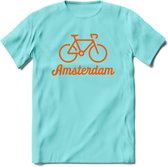 Amsterdam Fiets Stad T-Shirt | Souvenirs Holland Kleding | Dames / Heren / Unisex Koningsdag shirt | Grappig Nederland Fiets Land Cadeau | - Licht Blauw - L