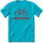 Amsterdam Fiets Stad T-Shirt | Souvenirs Holland Kleding | Dames / Heren / Unisex Koningsdag shirt | Grappig Nederland Fiets Land Cadeau | - Blauw - 3XL