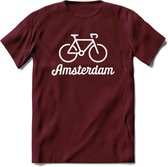 Amsterdam Fiets Stad T-Shirt | Souvenirs Holland Kleding | Dames / Heren / Unisex Koningsdag shirt | Grappig Nederland Fiets Land Cadeau | - Burgundy - XL