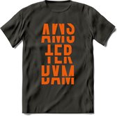 Amsterdam T-Shirt | Souvenirs Holland Kleding | Dames / Heren / Unisex Koningsdag shirt | Grappig Nederland Fiets Land Cadeau | - Donker Grijs - M