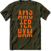 Amsterdam T-Shirt | Souvenirs Holland Kleding | Dames / Heren / Unisex Koningsdag shirt | Grappig Nederland Fiets Land Cadeau | - Leger Groen - XL