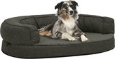 Hondenbed ergonomisch linnen-look 75x53 cm fleece donkergrijs