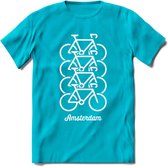 Amsterdam Fiets Stad T-Shirt | Souvenirs Holland Kleding | Dames / Heren / Unisex Koningsdag shirt | Grappig Nederland Fiets Land Cadeau | - Blauw - 3XL