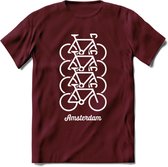 Amsterdam Fiets Stad T-Shirt | Souvenirs Holland Kleding | Dames / Heren / Unisex Koningsdag shirt | Grappig Nederland Fiets Land Cadeau | - Burgundy - XL