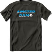 Amsterdam T-Shirt | Souvenirs Holland Kleding | Dames / Heren / Unisex Koningsdag shirt | Grappig Nederland Fiets Land Cadeau | - Donker Grijs - L