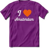 I Love Amsterdam T-Shirt | Souvenirs Holland Kleding | Dames / Heren / Unisex Koningsdag shirt | Grappig Nederland Fiets Land Cadeau | - Paars - S