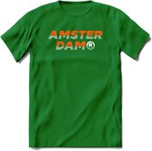 Amsterdam T-Shirt | Souvenirs Holland Kleding | Dames / Heren / Unisex Koningsdag shirt | Grappig Nederland Fiets Land Cadeau | - Donker Groen - 3XL