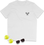 Heren T Shirt Tennisrackets Logo - Wit - Maat 2XL