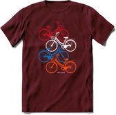 Amsterdam Bike City T-Shirt | Souvenirs Holland Kleding | Dames / Heren / Unisex Koningsdag shirt | Grappig Nederland Fiets Land Cadeau | - Burgundy - XXL