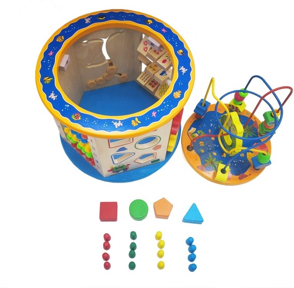 Bravmate Activiteitenkubus van hout, 8-in-1 Montessori